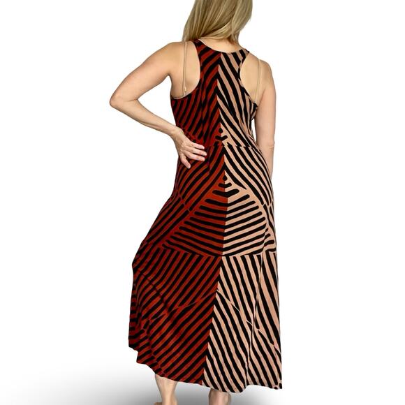 Ann Taylor Loft Maxi Dress M Rust Tan Racerback Jersey Summer Style - Picture 7 of 11
